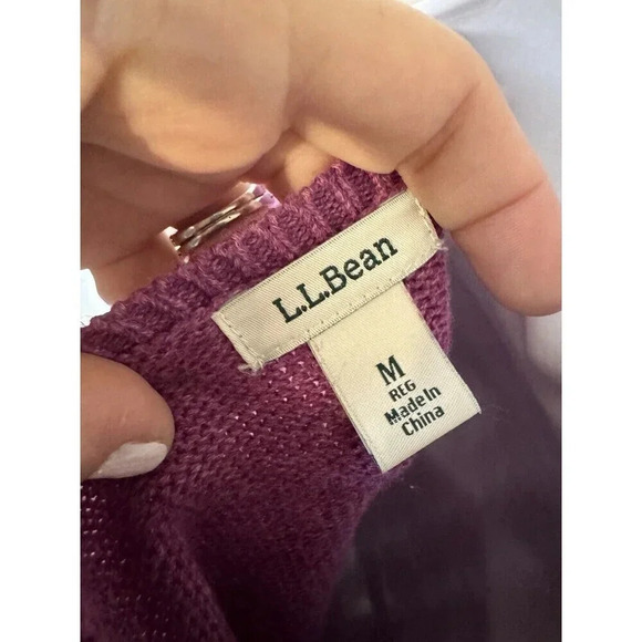 LL Bean Sweater Womens Medium Boat Neck Cotton  Knit Collar Pullover - Picture 5 of 7